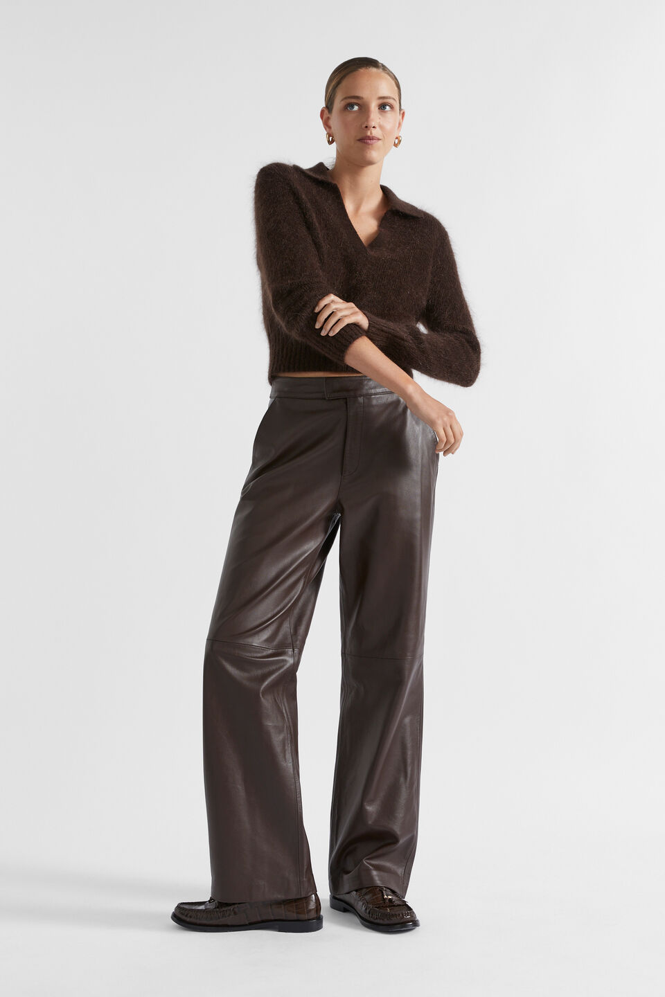 Leather Tailored Pant  Dark Espresso