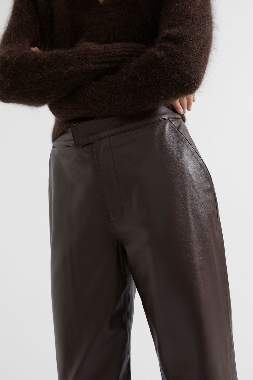 Leather Tailored Pant  Dark Espresso