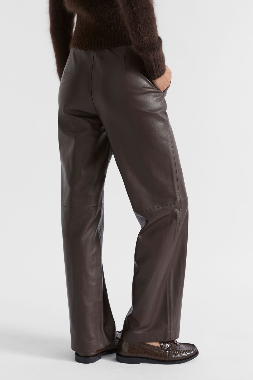 Leather Tailored Pant  Dark Espresso
