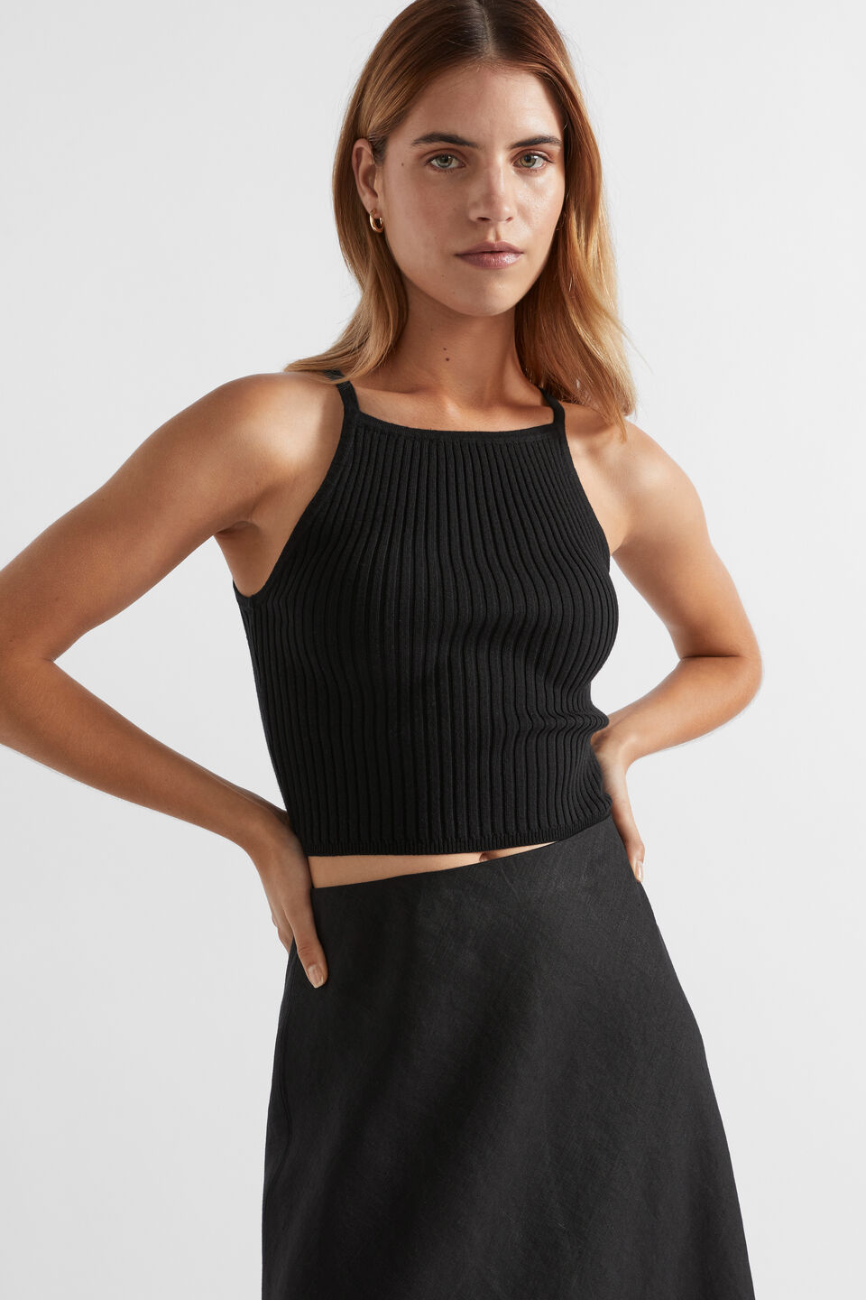 Rib Knit Camisole  Black
