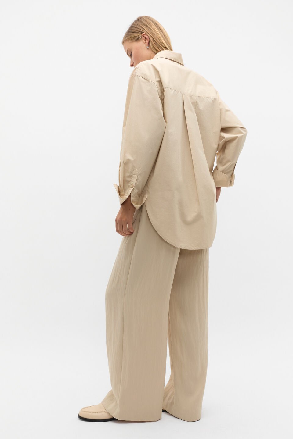 Longline Poplin Shirt  Latte