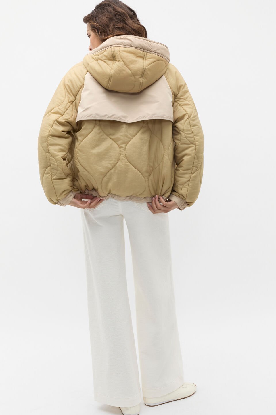 Colour Block Puffer Jacket  Cashew Multi