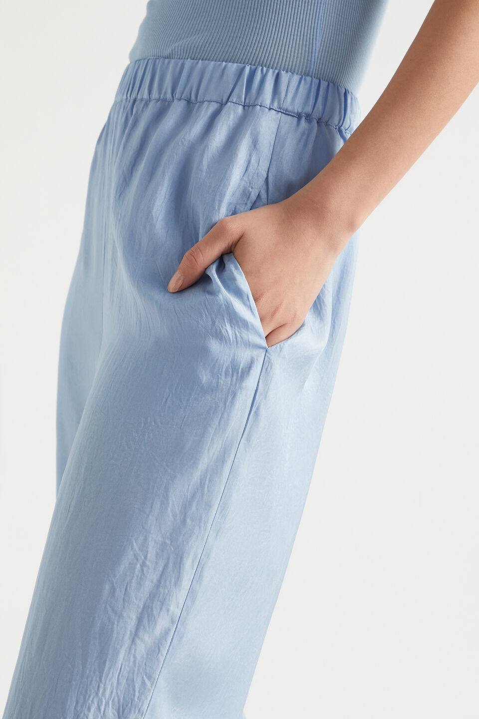 Satin Wide Leg Trouser  Bluebell
