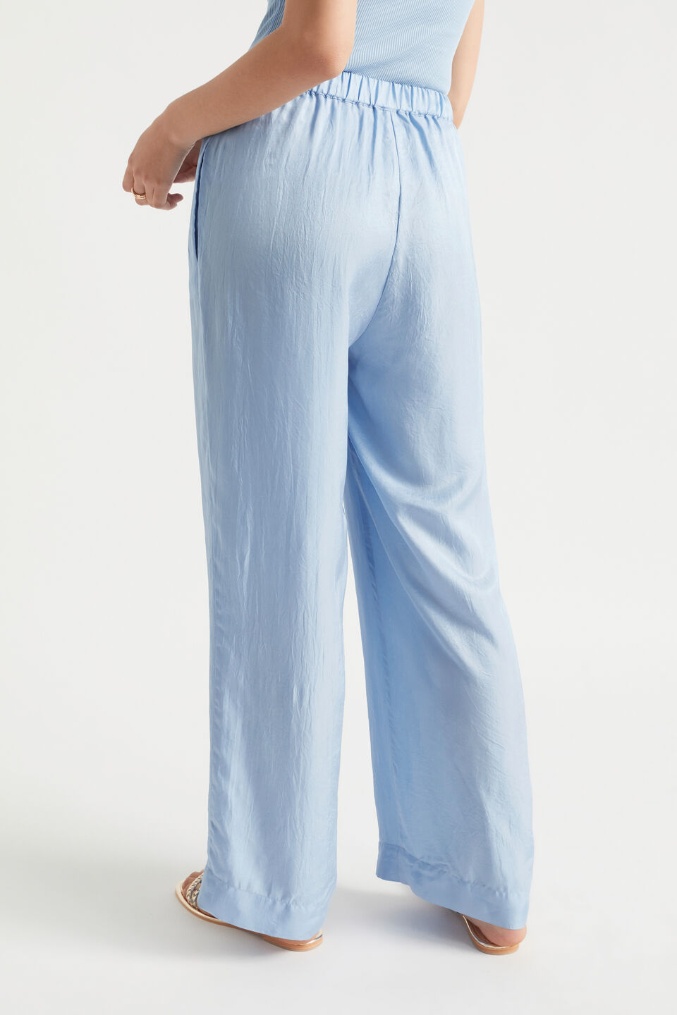 Satin Wide Leg Trouser  Bluebell