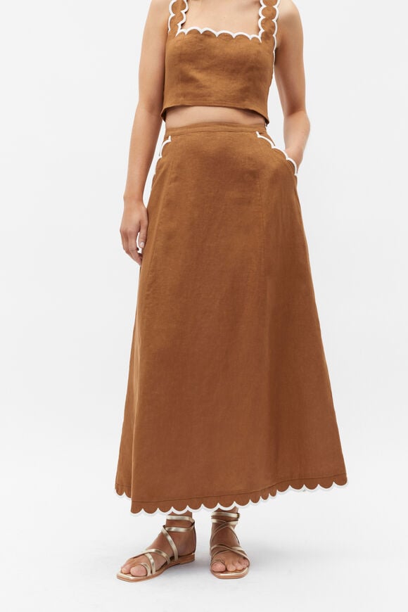 Scallop A Line Maxi Skirt  Cinnamon Spice  hi-res