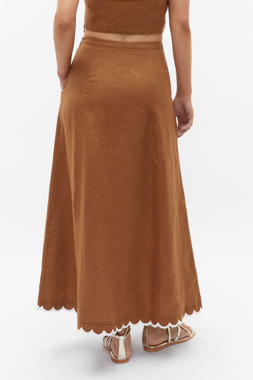 Scallop A Line Maxi Skirt  Cinnamon Spice