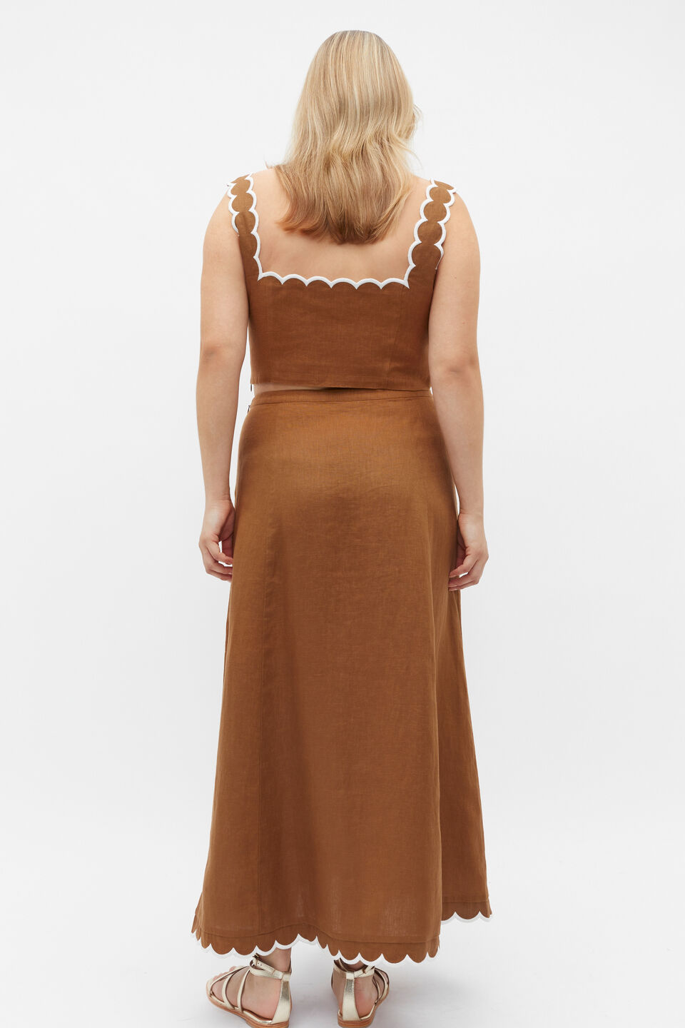 Scallop A Line Maxi Skirt  Cinnamon Spice