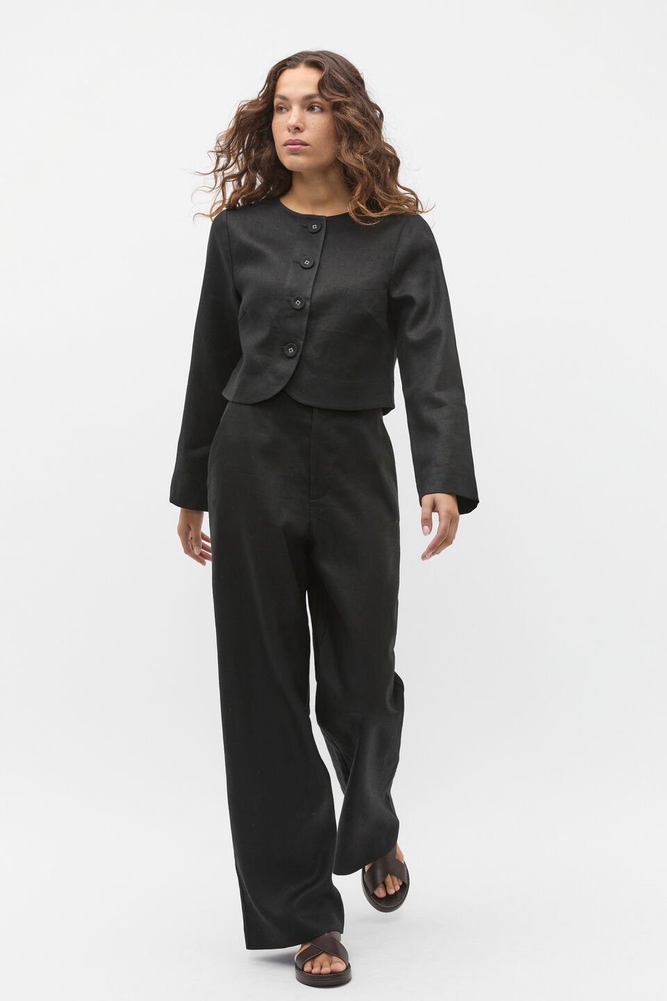 Simple Linen Pant  Black