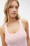 Australian Cotton Rib Tank  Strawberry Red Stripe  hi-res