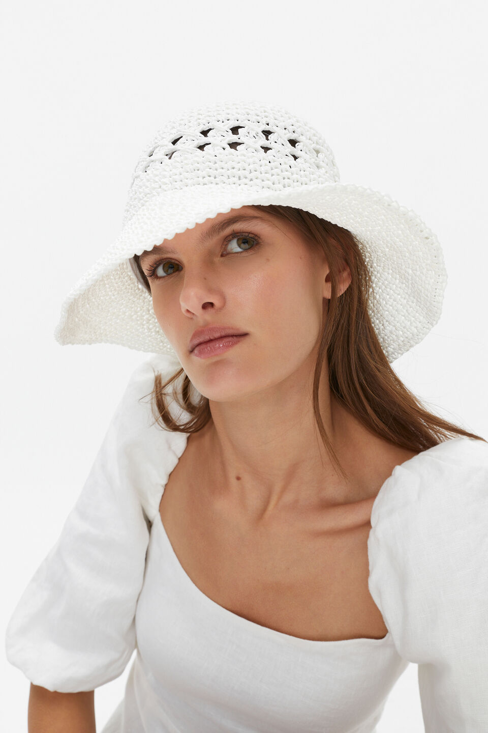 Woven Bucket Hat  White