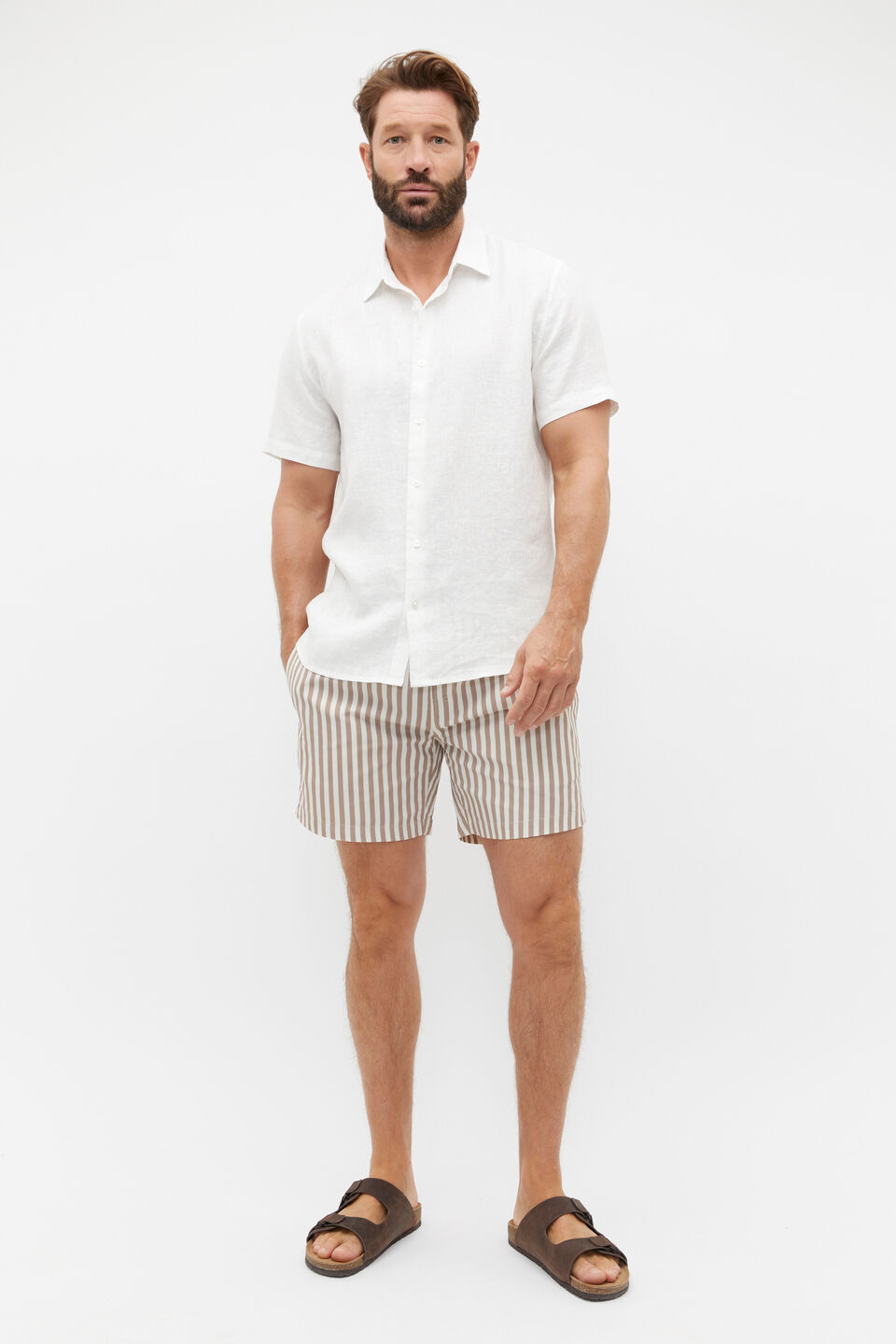 Stripe Swim Short  Hazelnut Stripe