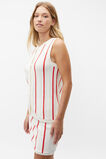 Crochet Button Vest  Strawberry Red Stripe  hi-res