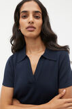 Crepe Knit Collared Mini Dress  Midnight Sky  hi-res