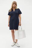 Crepe Knit Collared Mini Dress  Midnight Sky  hi-res