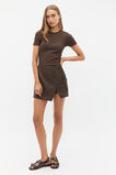 Linen Tie Wrap Skort  Dark Espresso  hi-res