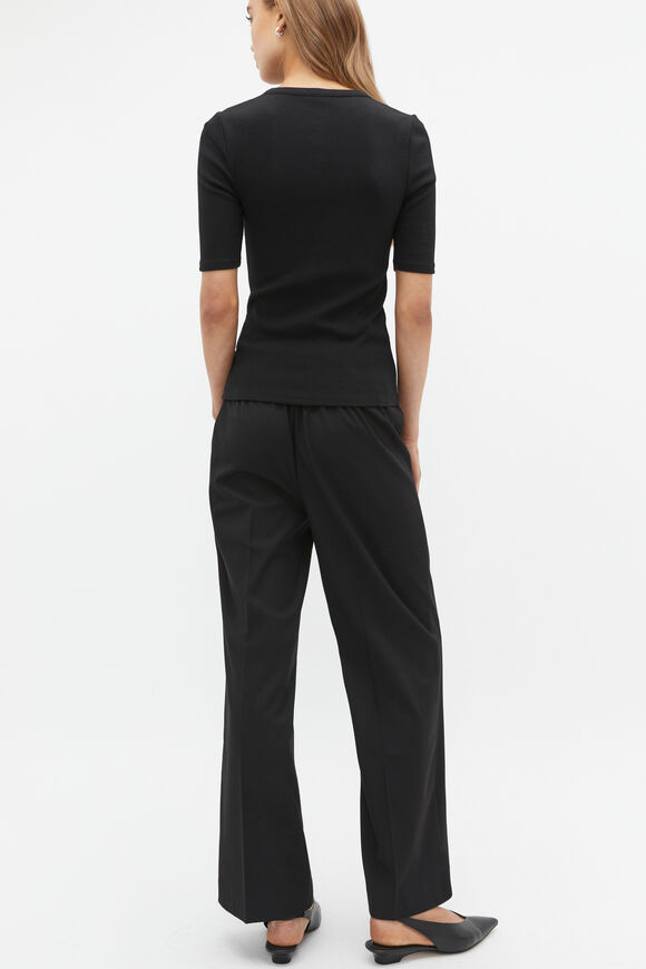 Henley Half Sleeve Top  Black  hi-res