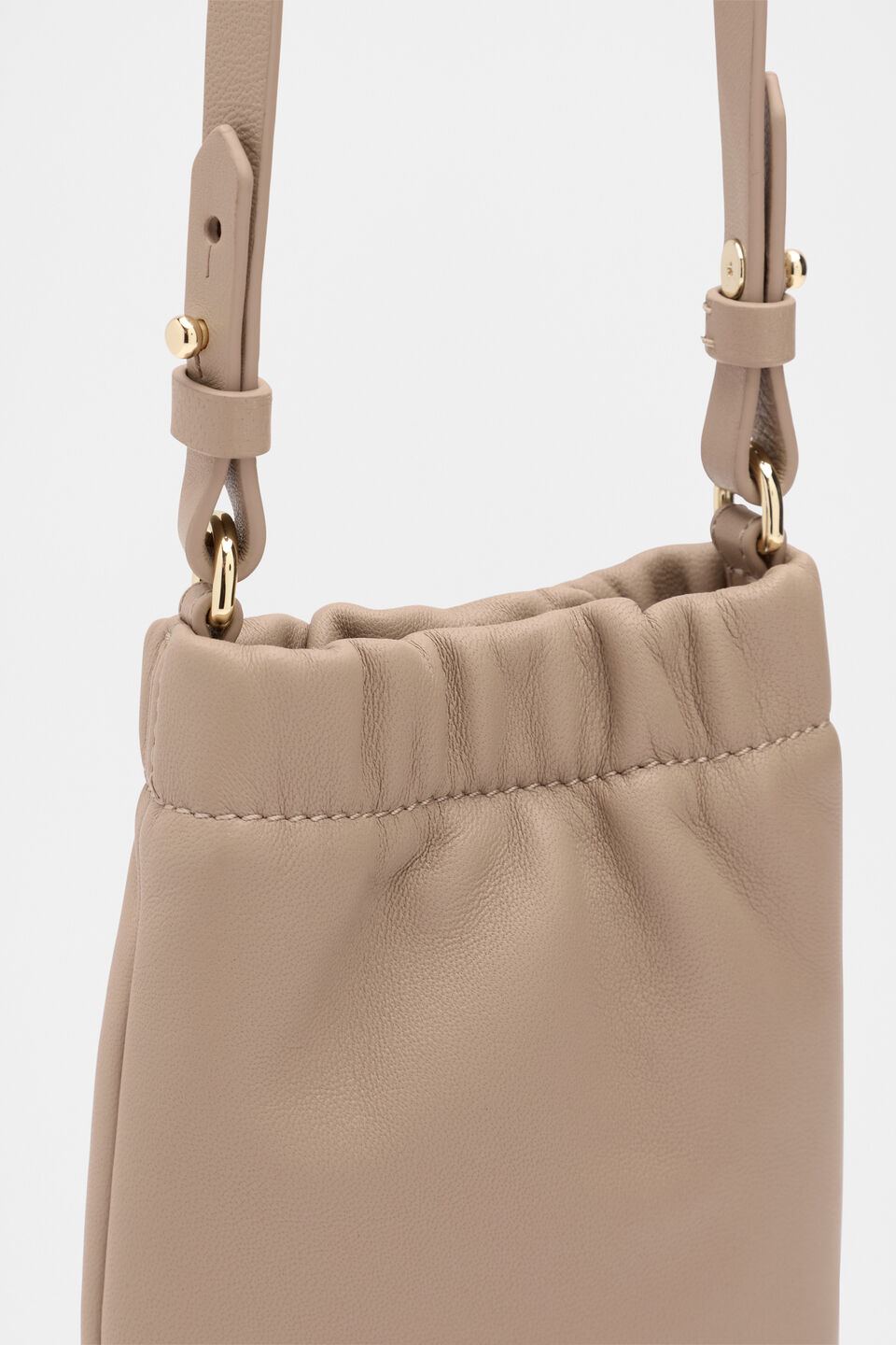 Leather Rouched Crossbody  Cookie