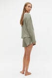 Ribbed Long Sleeve Top And Short PJ Set  Rainforest Marle  hi-res