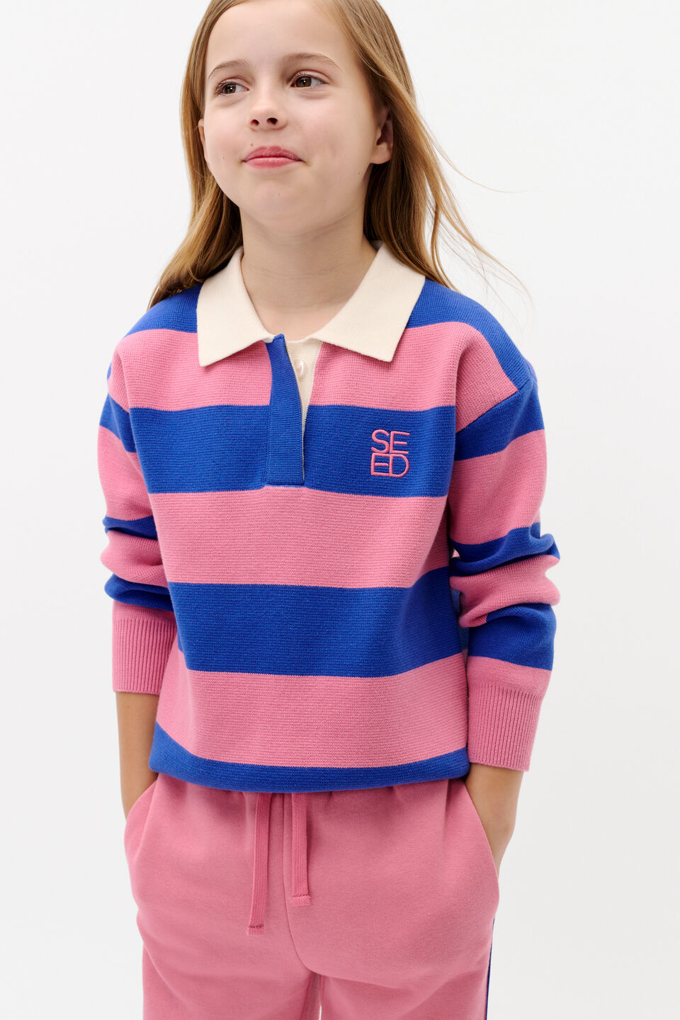 Polo Knit Sweater  Raspberry