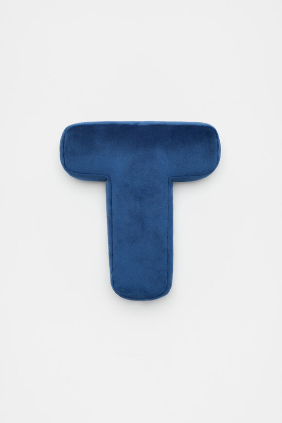 Blue Velvet Initial Cushion  T  hi-res