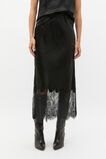Lace Detail Midi Skirt  Black  hi-res