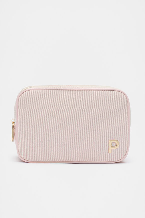 Initials Make Up Bag Rose Petal  P  hi-res