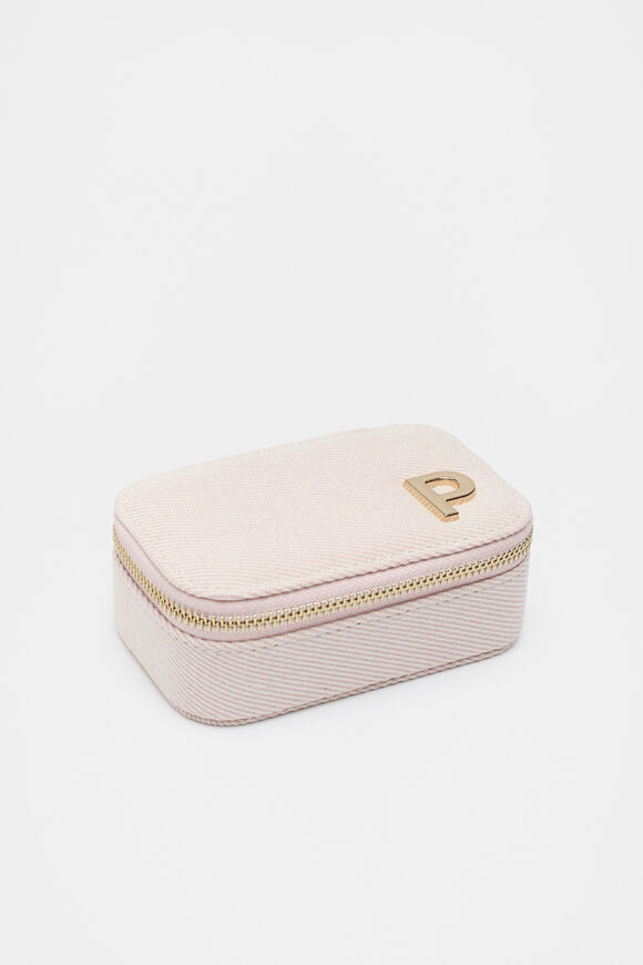 Initials Mini Jewellery Case Rose Petal  P  hi-res