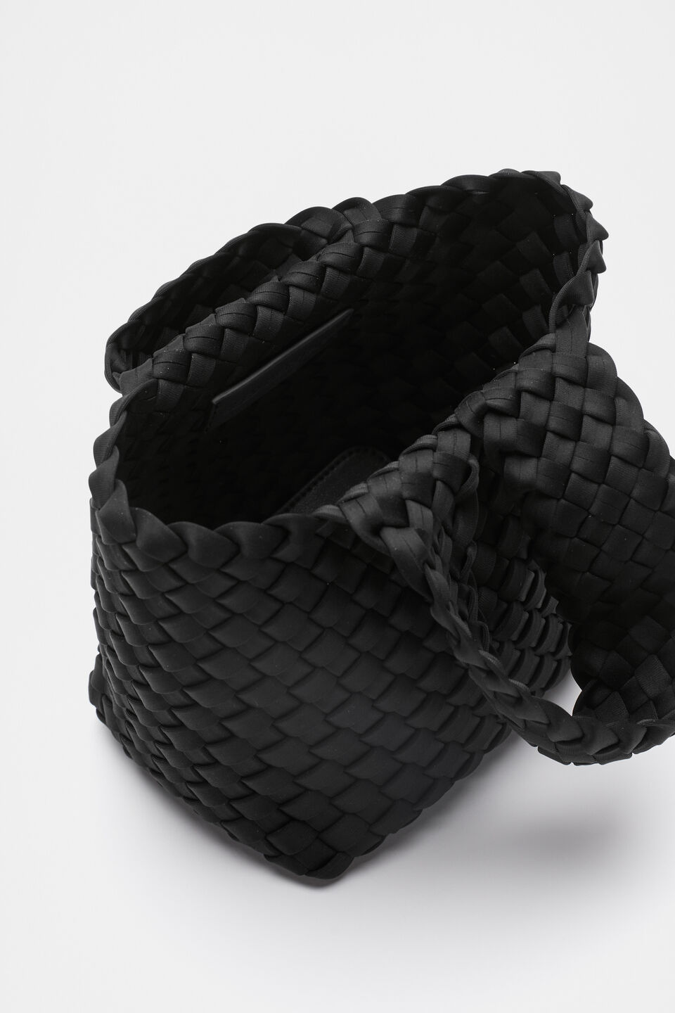 Woven Textured Mini Tote  Black