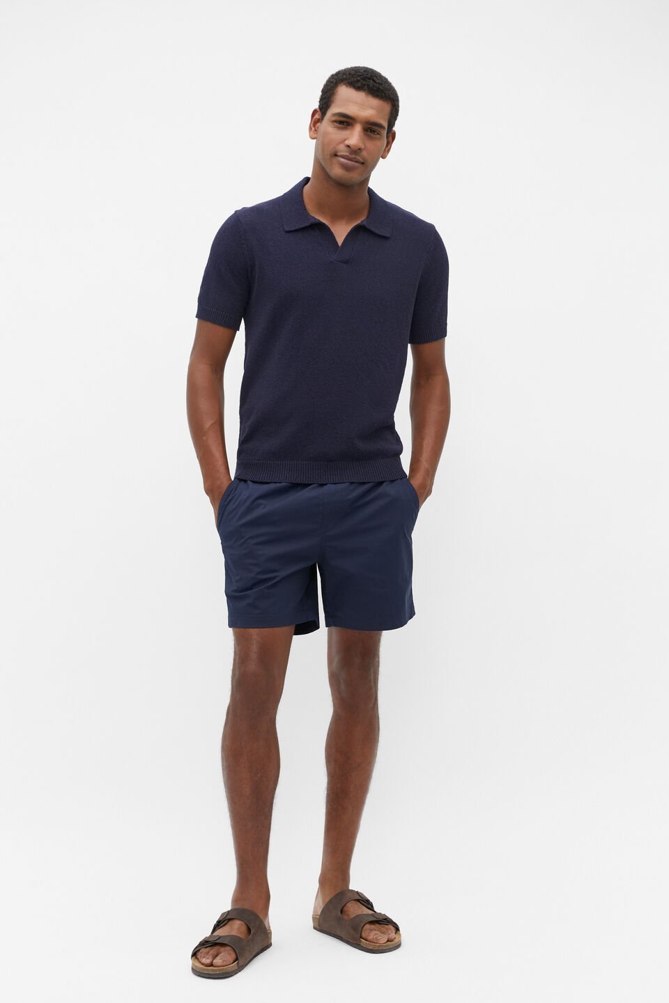 Textured Trophy Polo  Midnight Blue