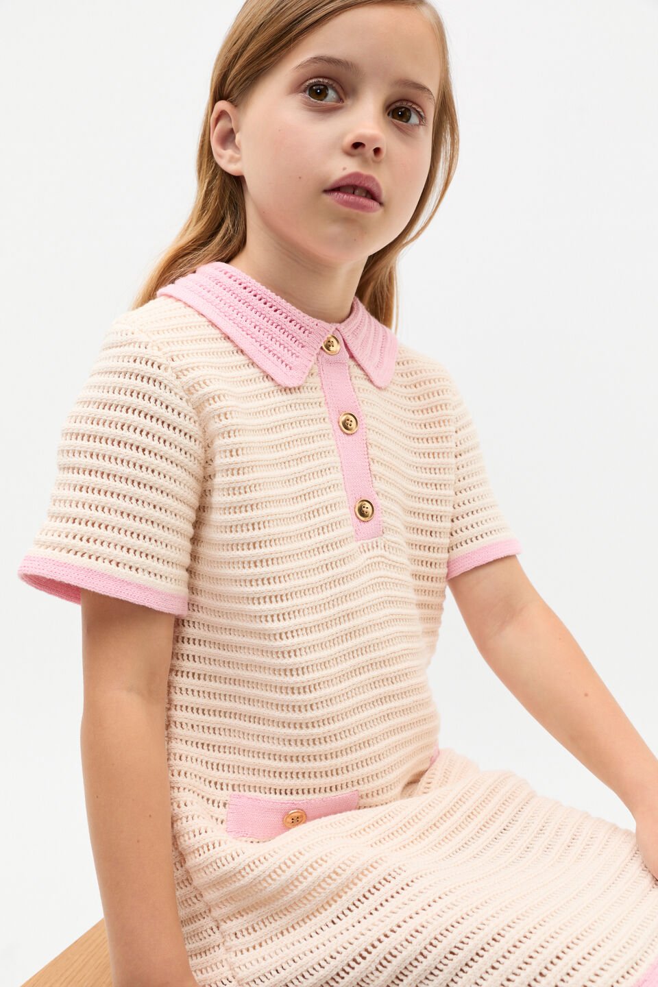 Crochet Button Dress  Chiffon