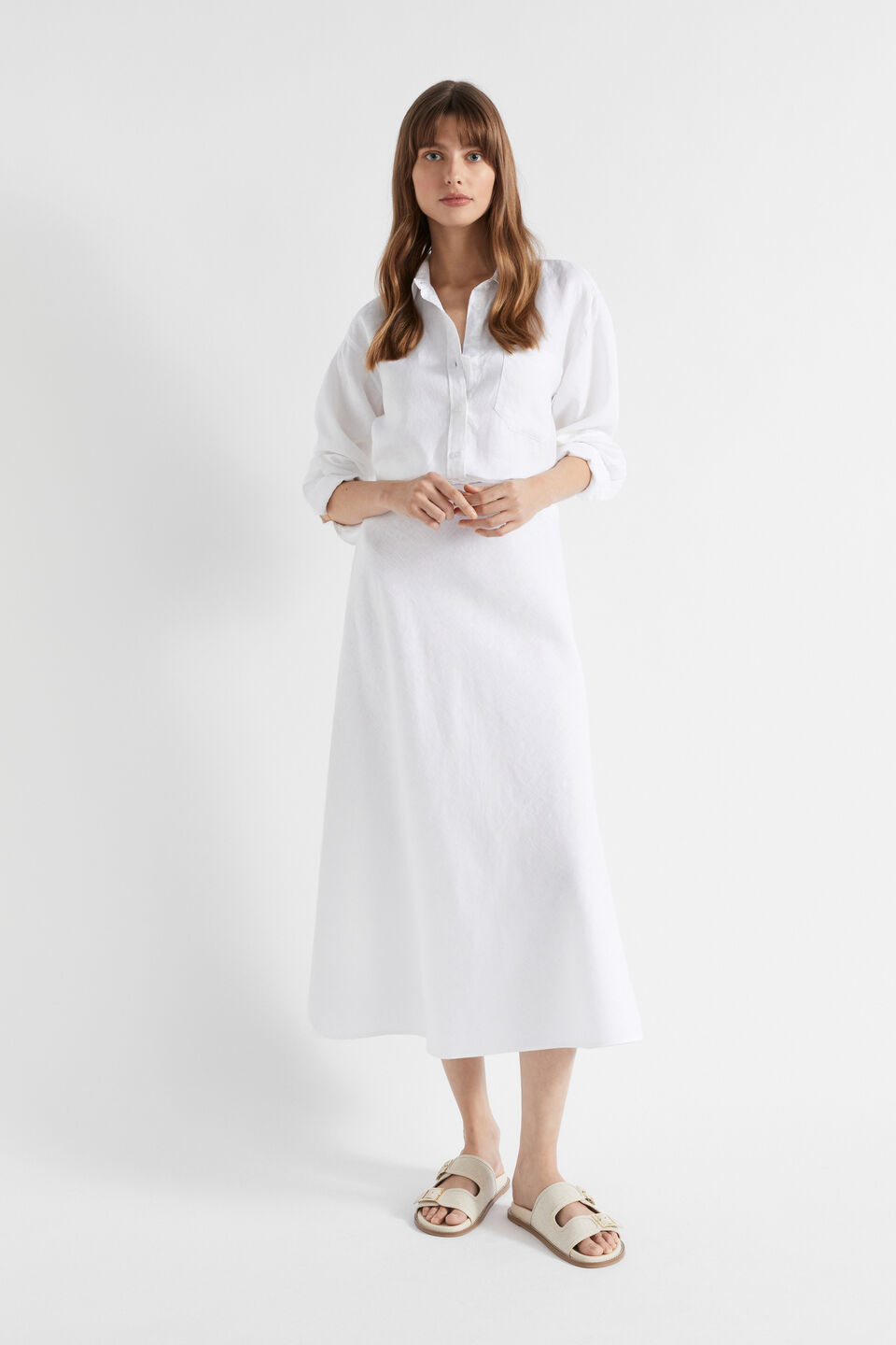 Core Linen Maxi Skirt  Whisper White
