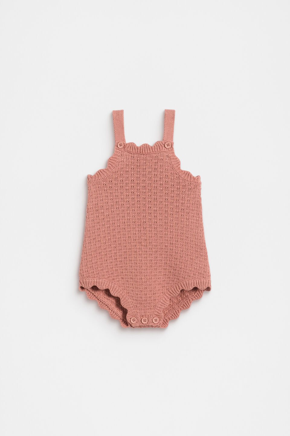 Scallop Knit Romper  Desert Rose