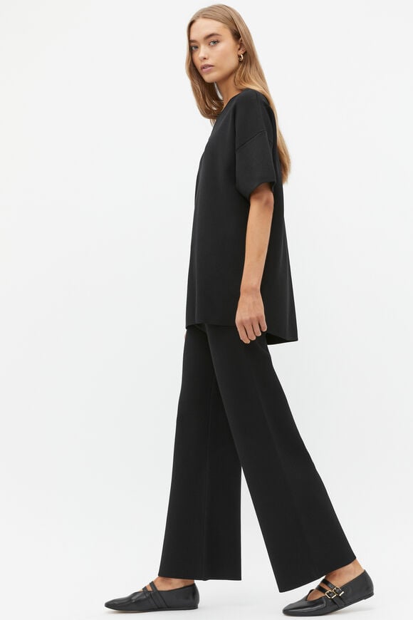Crepe Knit Wide Leg Pant  Black  hi-res