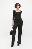 Lace Detail Long Sleeve Top  Black  hi-res