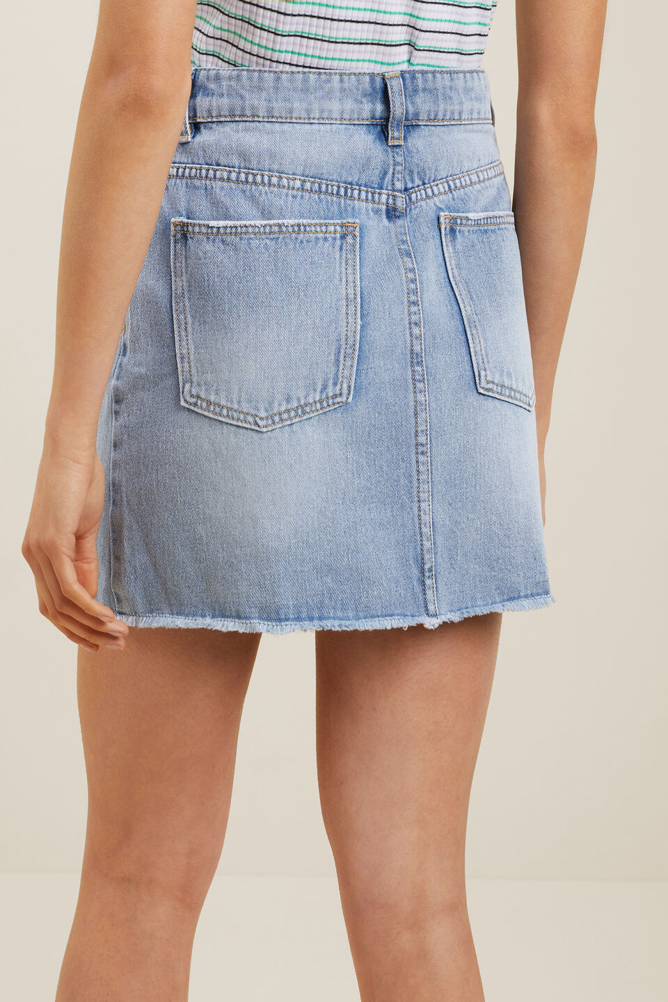 Asymmetric Denim Skirt  Light Wash