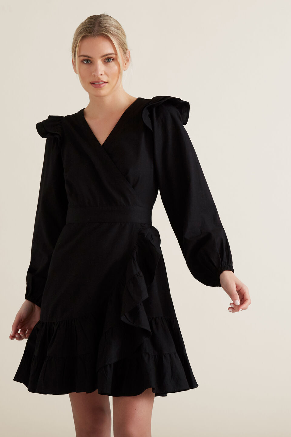 Wrap Front Frill Dress  