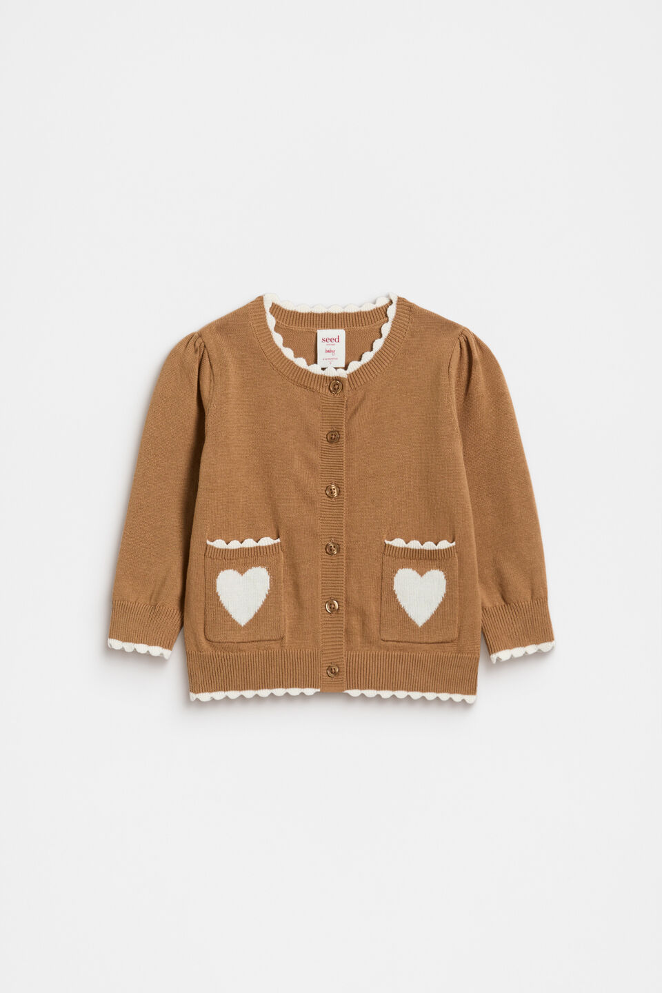 Heart Knit Cardigan  Salted Caramel