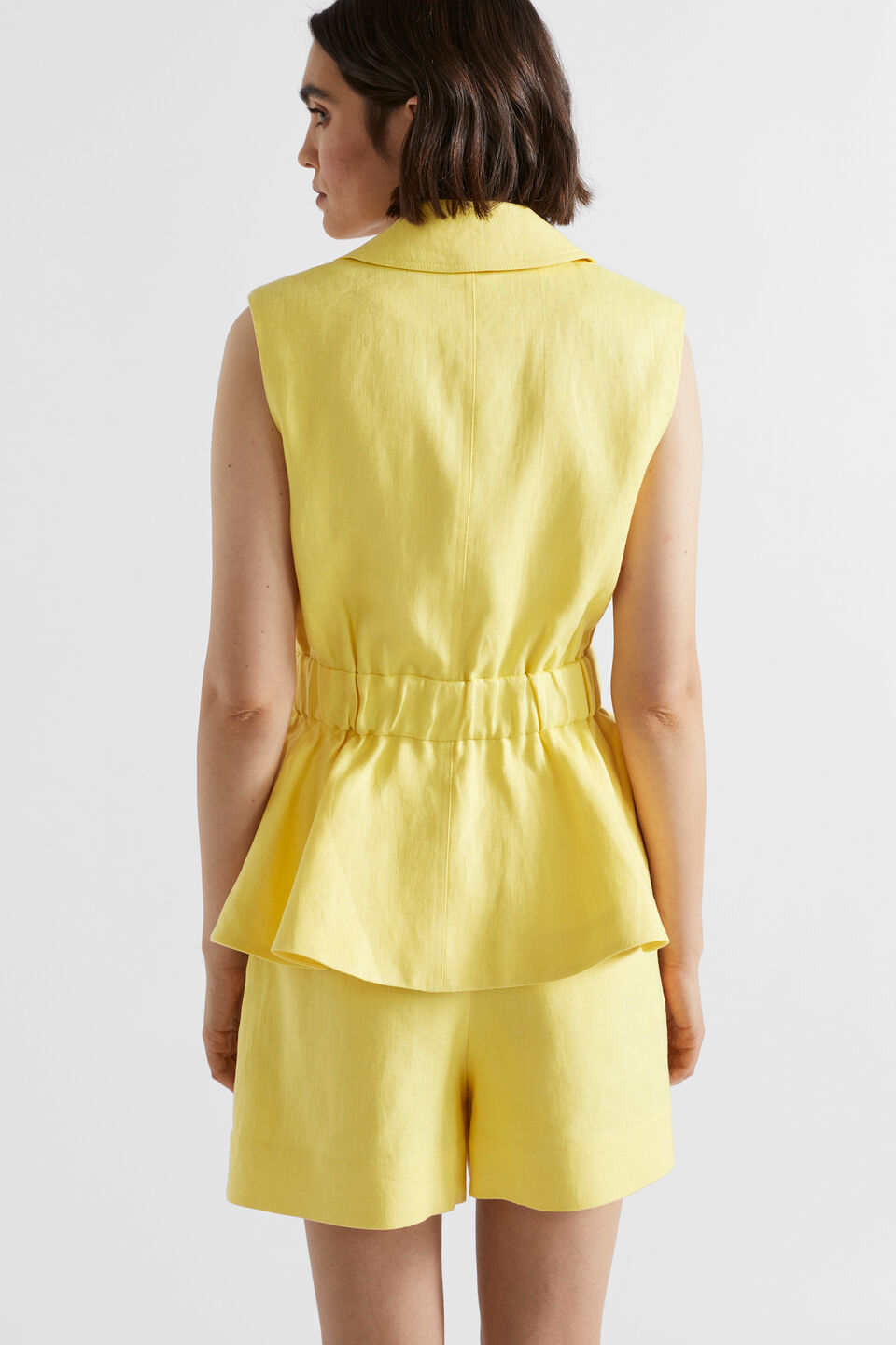 Linen Mid Length Short  Lemon Drop