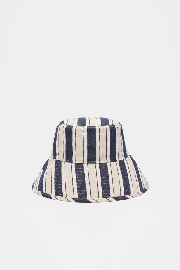 Wide Brim Stripe Bucket Hat  Midnight Sky  hi-res