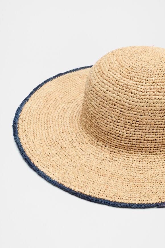Wide Brim Contrast Hat  Natural  hi-res