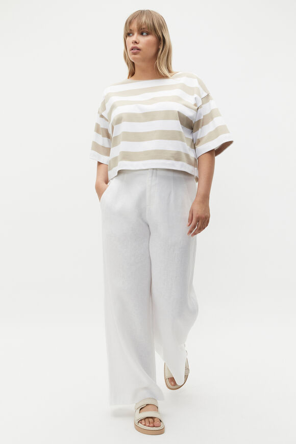 Boxy Boat Neck Tee  Cool Sand Stripe  hi-res