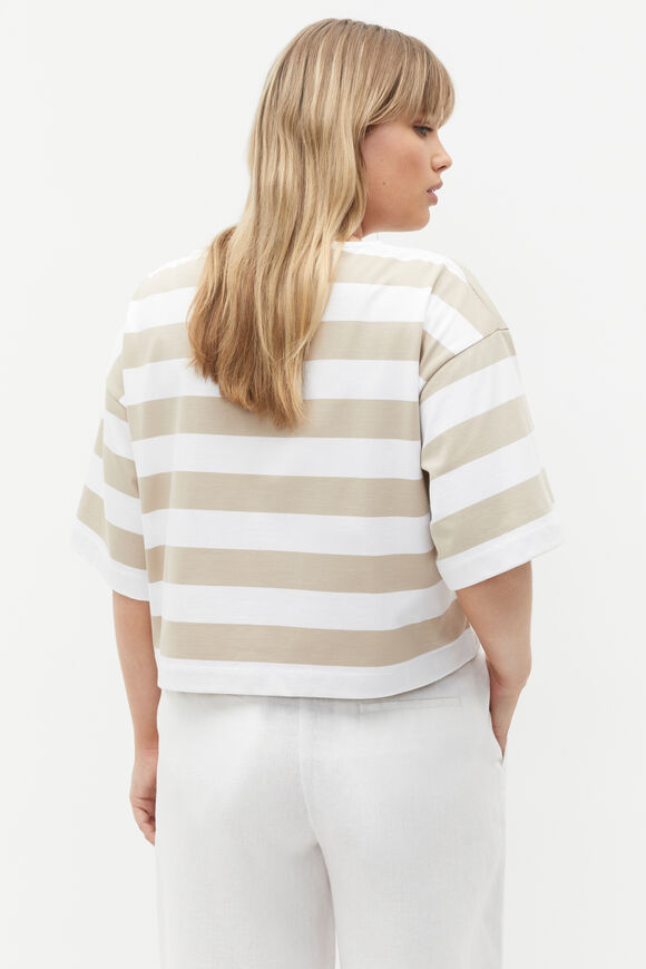 Boxy Boat Neck Tee  Cool Sand Stripe  hi-res