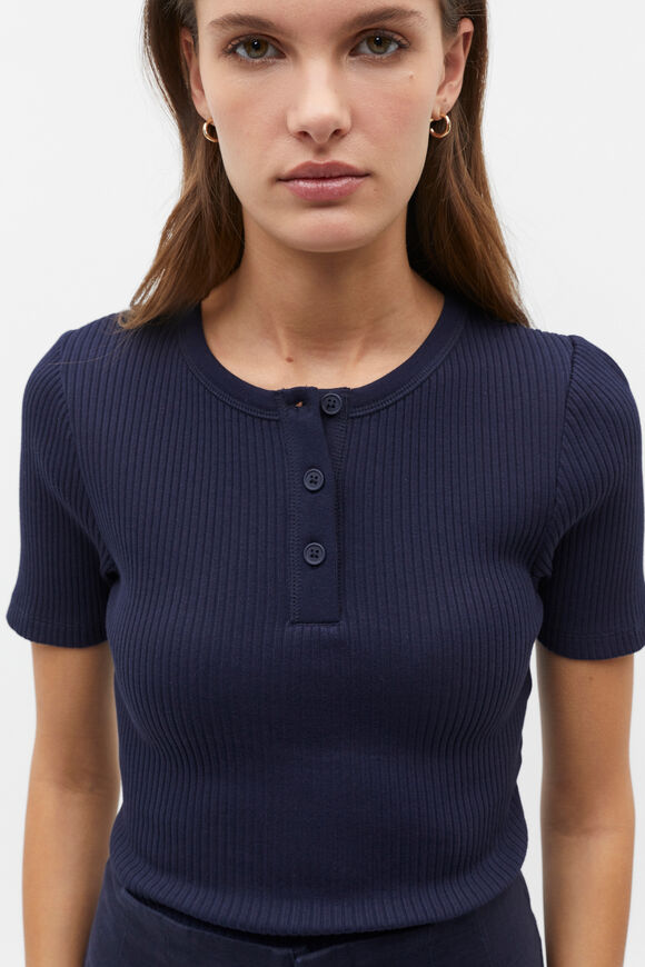 Henley Half Sleeve Top  Midnight Sky  hi-res