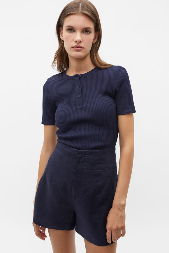 Henley Half Sleeve Top  Midnight Sky  hi-res