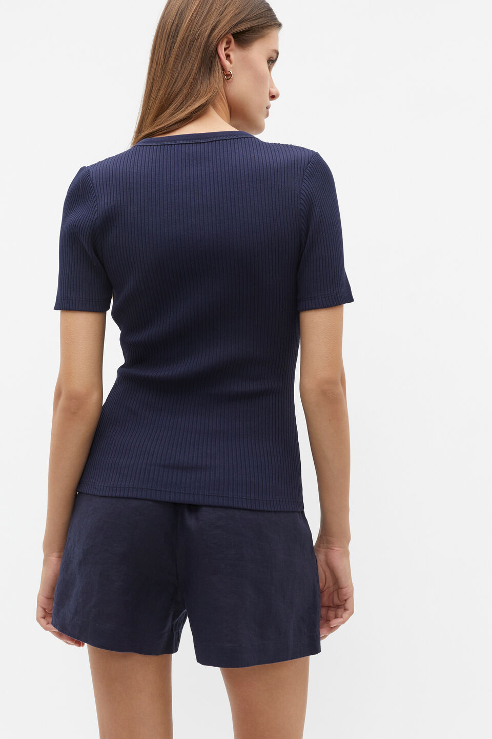 Henley Half Sleeve Top  Midnight Sky