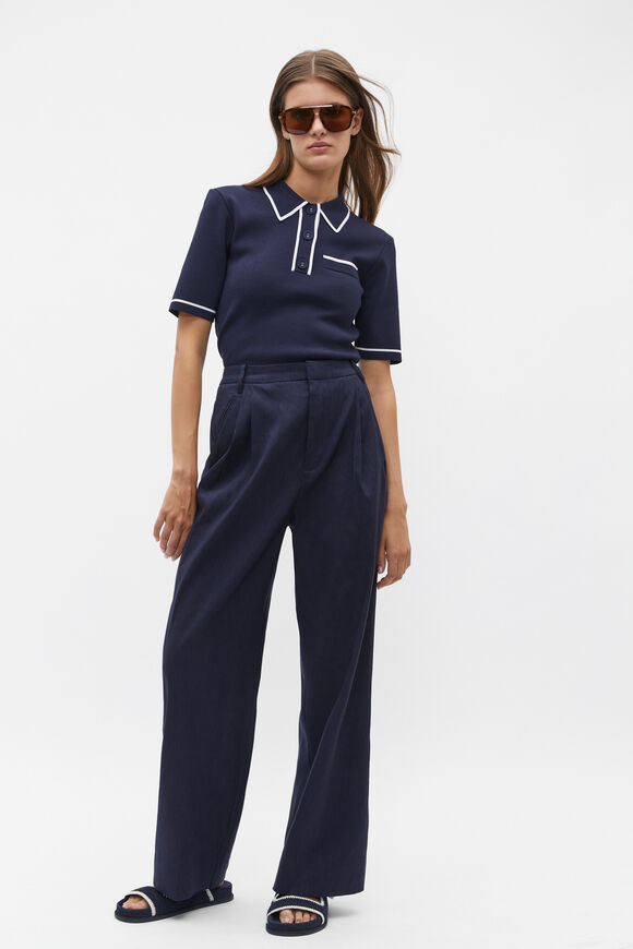 Crepe Knit Tipping Polo  Midnight Sky  hi-res