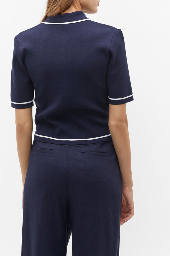 Crepe Knit Tipping Polo  Midnight Sky  hi-res