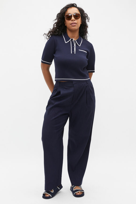 Crepe Knit Tipping Polo  Midnight Sky  hi-res