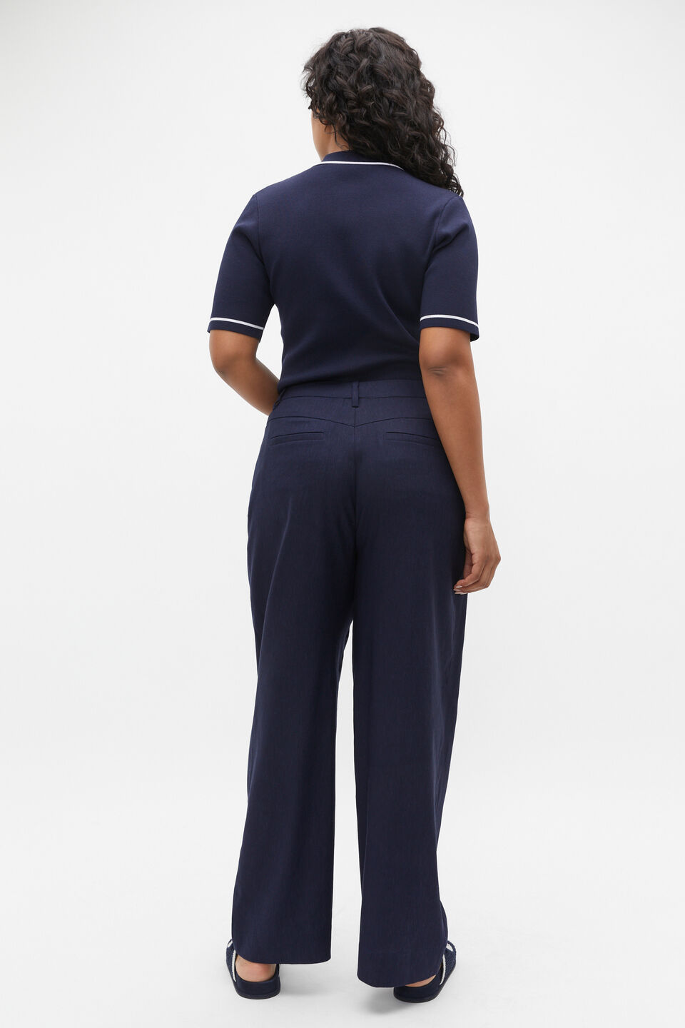 Crepe Knit Tipping Polo  Midnight Sky