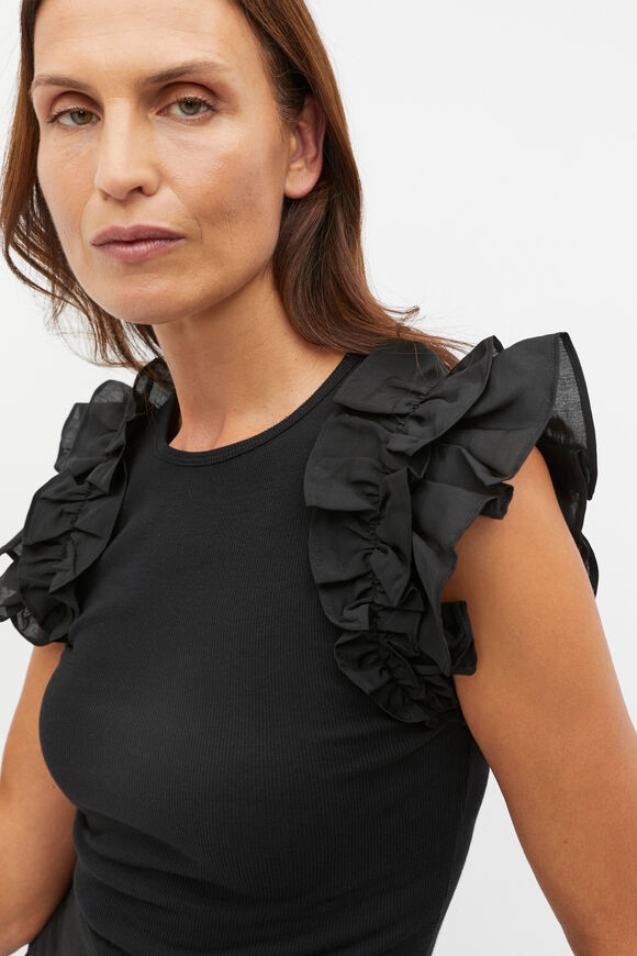 Voile Ruffle Tee  Black  hi-res